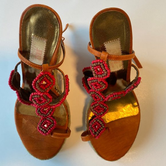 JLo by Jennifer Lopez Beaded Aztec Wedge Sandals - Picture 4 of 11